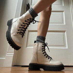 Women's White and Black Boots